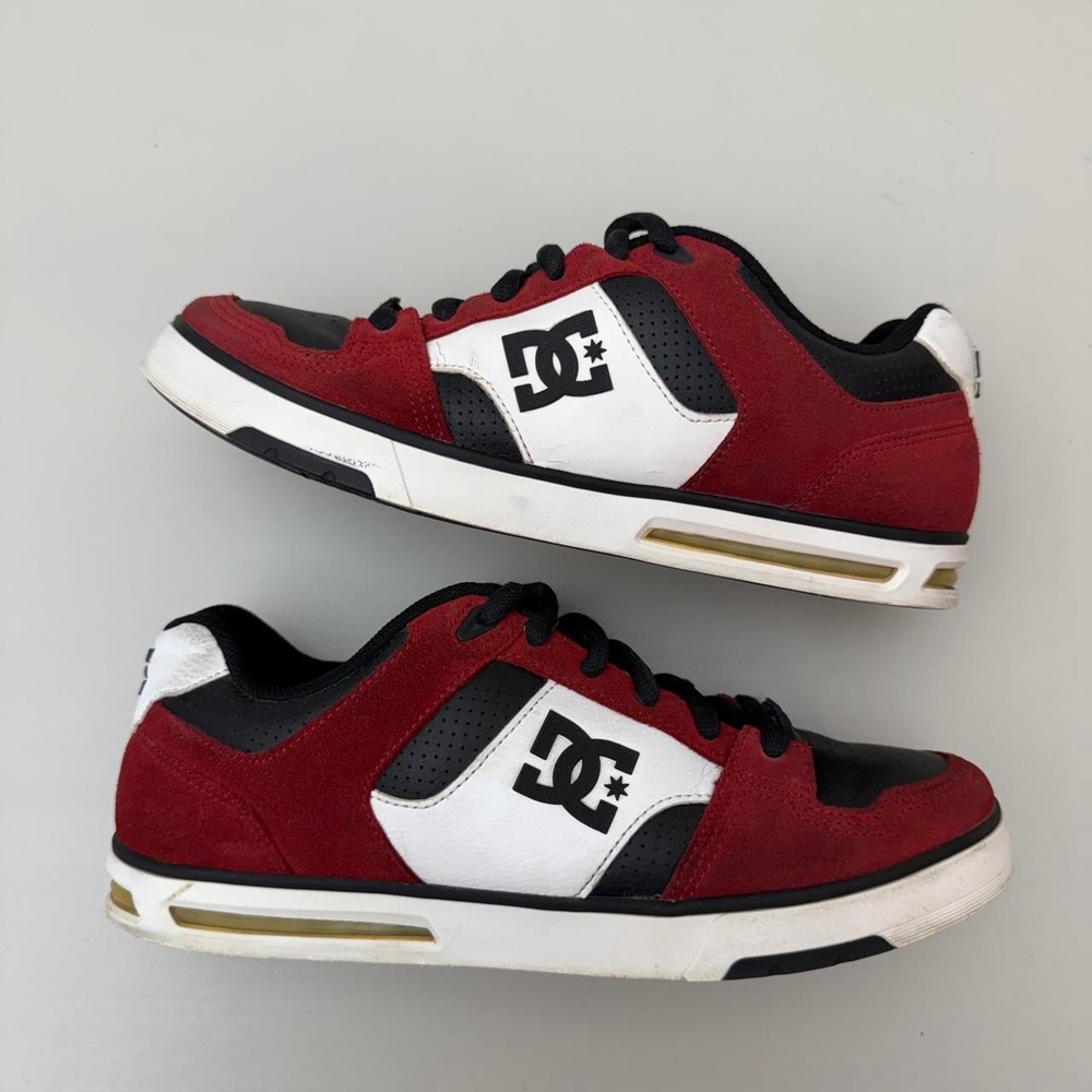 DC pure skate sneaker shoes red, black, and white sneakers DC logo Size 10.5